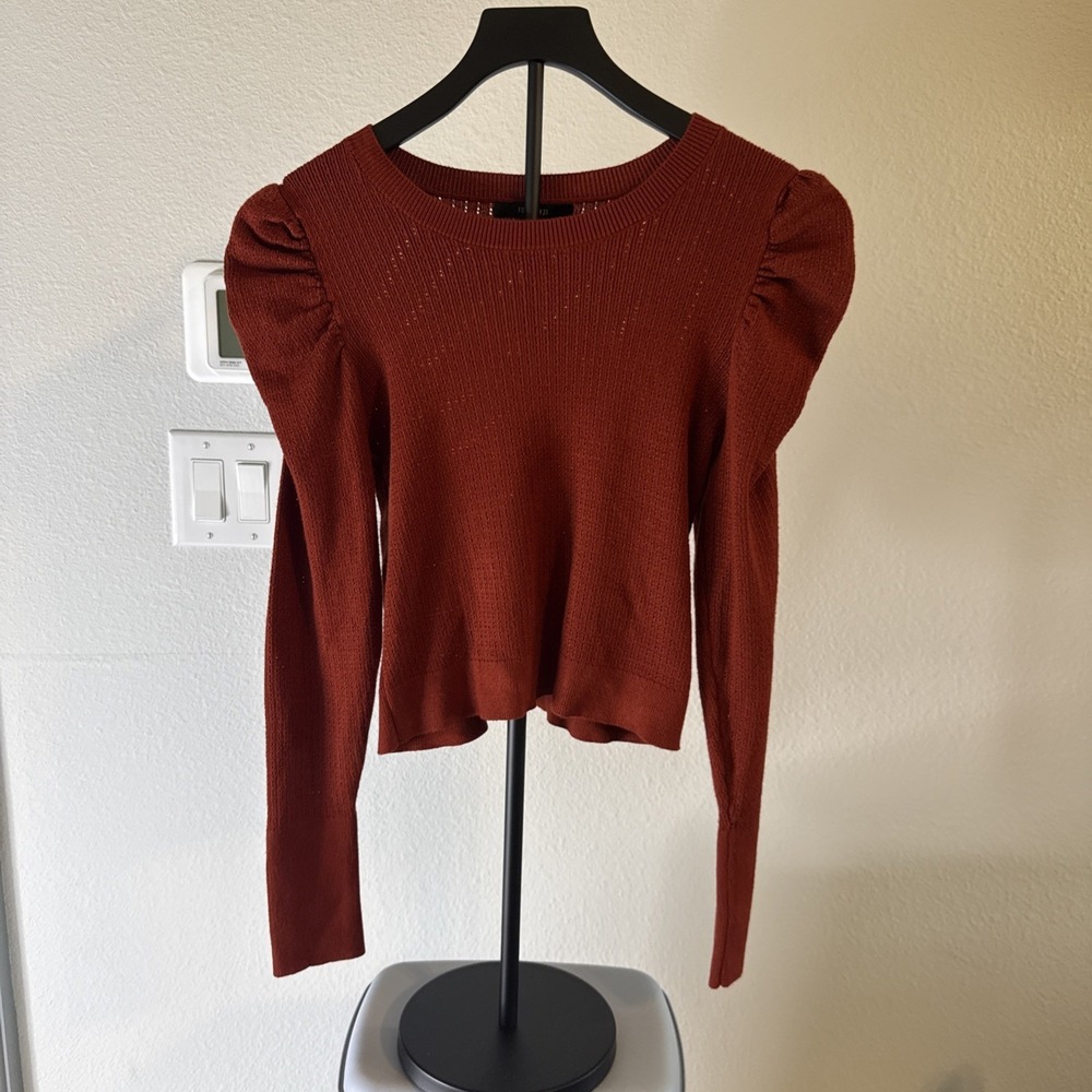 Forever‎ 21 Women's Long Sleeve Burgundy Crop Top Sweater Size S New